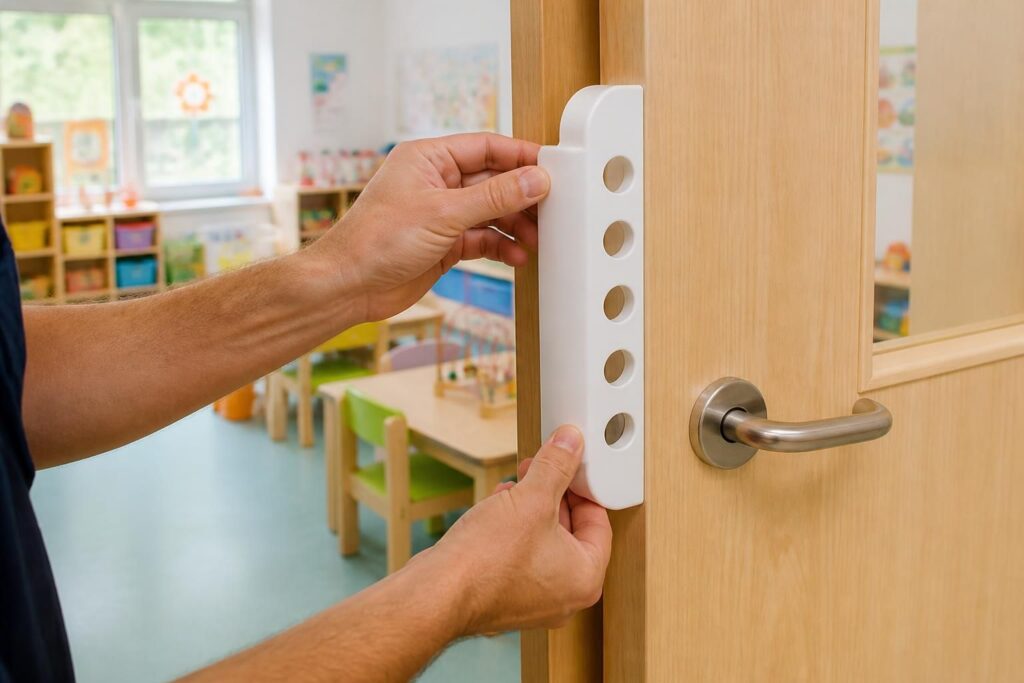 Installer un anti pince doigts pour porte en crèche ou école en toute sécurité