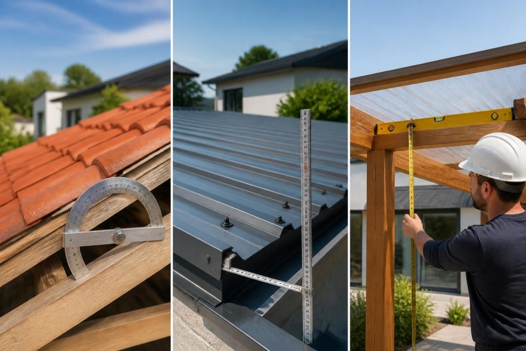 Calcul pente toit : méthodes pour toitures en tuiles, bac acier et pergola