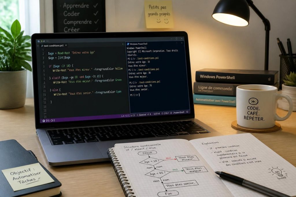 Comprendre les conditions powershell if elseif else avec exemples pratiques