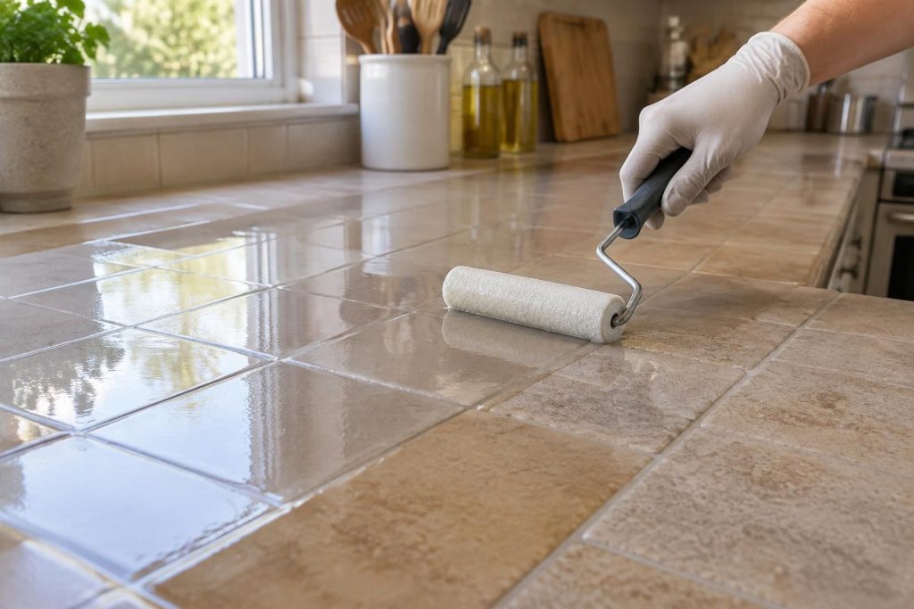 rénovez et protégez votre plan de travail en carrelage avec une résine résistante : découvrez comment obtenir une finition durable et facile à entretenir.